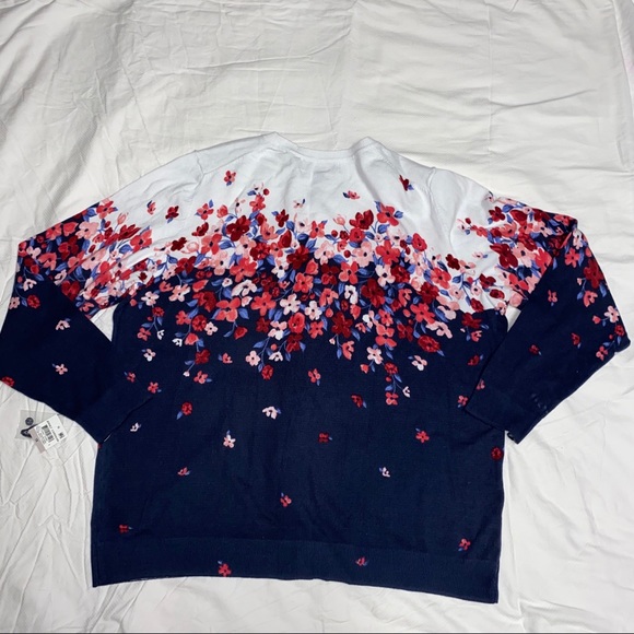 Karen Scott Floral Jersey Button Up Cardigan Sz 1X - Picture 9 of 10